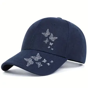 1pc, Butterfly Brim Printed Baseball Cap, Unisex Sports Sun Hat, Fashionable Trendy Outdoor Curved Brim Hat
