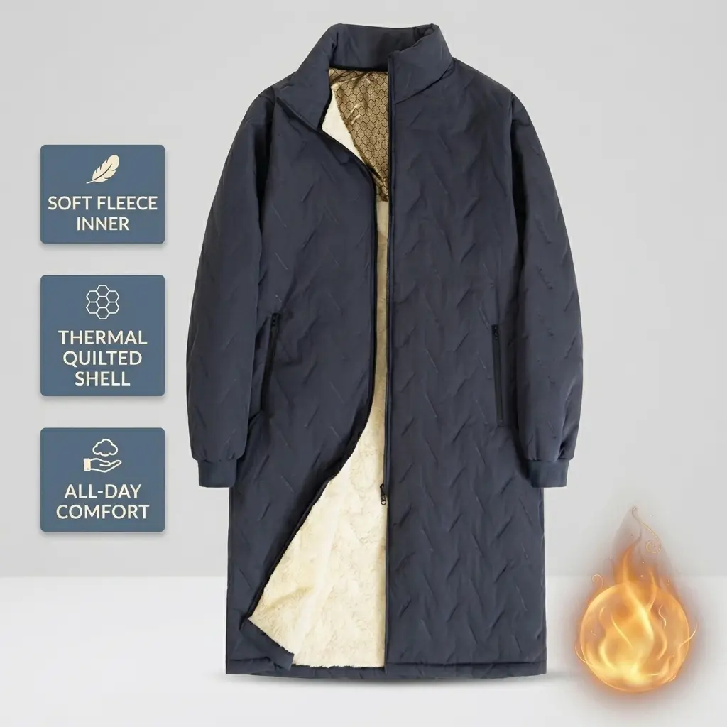 Long Quilted Winter Coats for Men with Fleece Lining for Extra Warmth & Protection against Harsh Cold