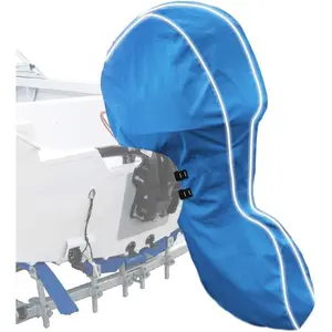 600D Fade and Crack Resistant Trailerable Full Outboard Motor Cover,Waterproof and UV-Proof Boat Motor Cover,Boat Engine Cover with Reflective Strips and Adjustable Strap Blue(Fits 8-15 HP)