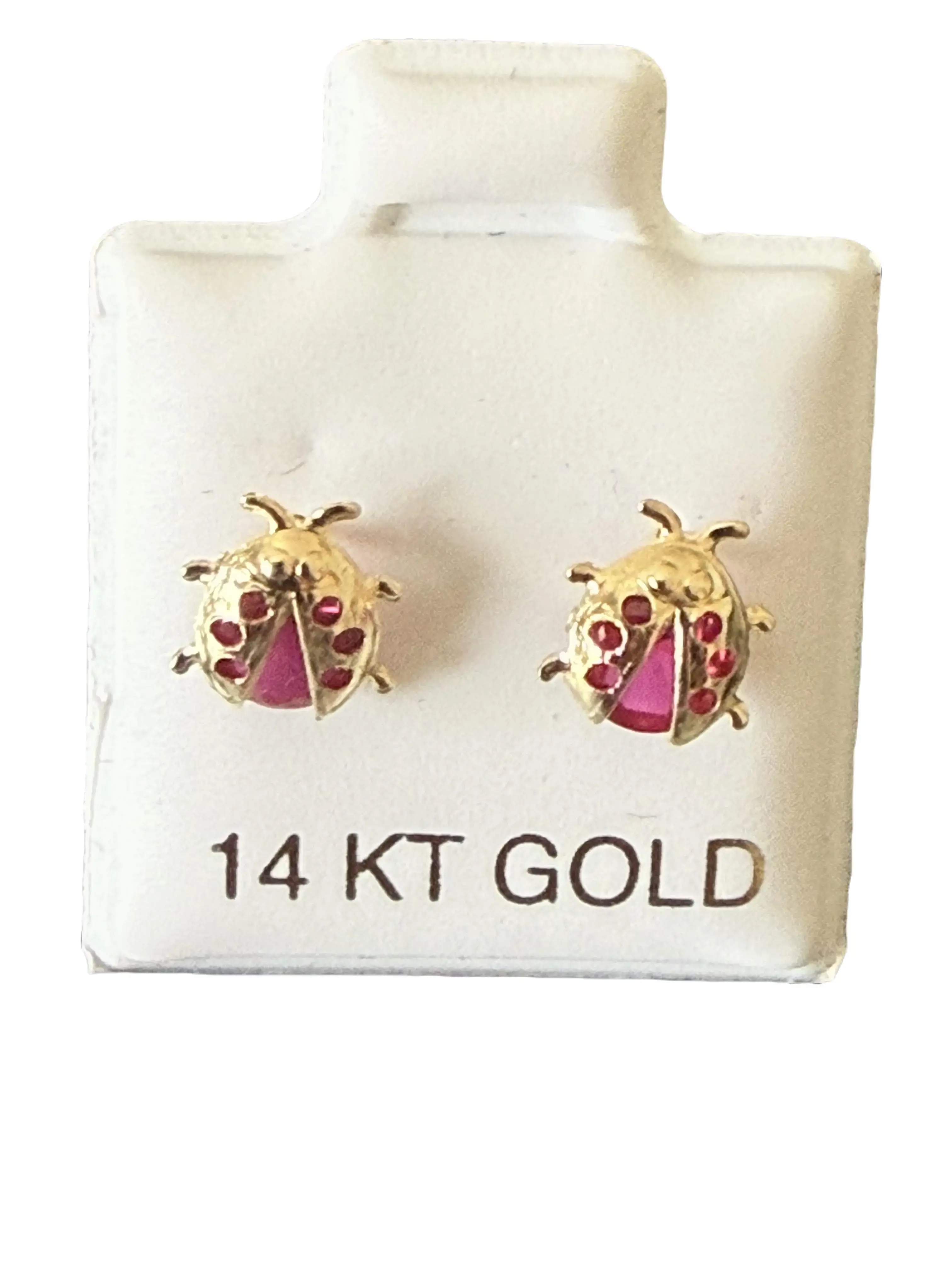 Fancy 14k gold lady bug stud earrings