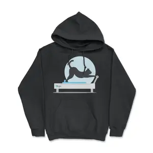 Stretching Cat on Reformer - Cozy Hooded Sweatshirt