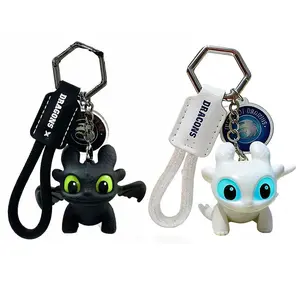 DIYCOM How to Train Your Dragon Night Fury Dragon Keychain Glow in the Dark Mini Dragon Pendant with Moving Wings Trendy Bag Charm Car Ornament Keychain Gift Christmas Gift Birthday Peripheral