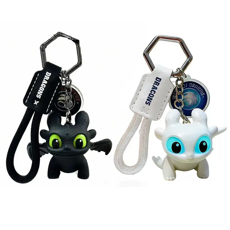 DIYCOM How to Train Your Dragon Night Fury Glow-in-Dark Cartoon Mini Dragon Cute Keychain - Men's Bag Charm Accessory with Moving Wings, Keychain for Car Keys, Birthday Gifts for Him, Mini Gifts