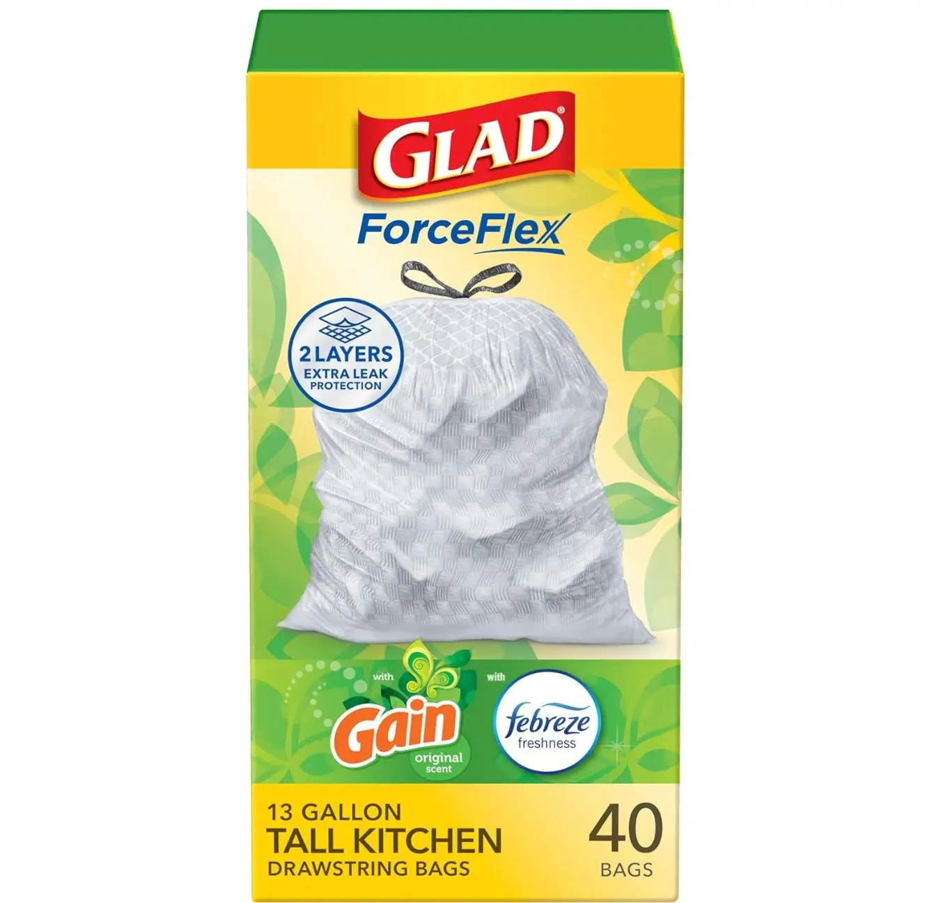 Tall Kitchen Quick-Tie Trash Bags 13 Gallon White 68 Count
