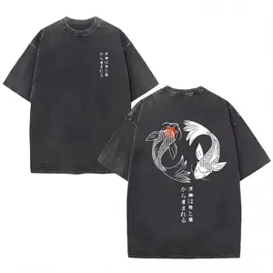 MoodTees Japanese Vintage Koi Fish Graphic T-Shirt – Retro Koi Print Tee, 100% Cotton, Soft Breathable Fabric, Casual Short Sleeve Crewneck, Comfortable Relaxed Fit, Trendy Streetwear, Everyday Wear, Gift for Men & Women