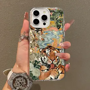 Trendy Magnetic Case for iPhone11/12/13/14/15/16/17/promax, Vibrant Tiger Collage Art Ultra Slim, MagSafe Support, Shockproof | Playful & Fun Style