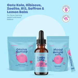 Focus & Learning Bundle – Genius Gummies + Lingo Leap + Saffron Stix | Daily Support for Clarity & Mood