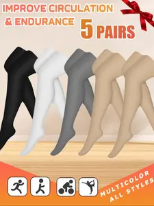 5 Pairs Knee Thigh High Compression Stockings, over the Knee Long Socks, 15-20 Mmhg Circulation, Blood Flow Issues, Running, Pregnancy, Sport, Gym