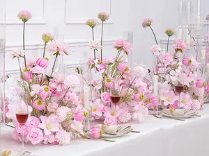 A8962 2pcs Pink Lily Rose Table Centerpieces Floor Flower Party Event Decor Props