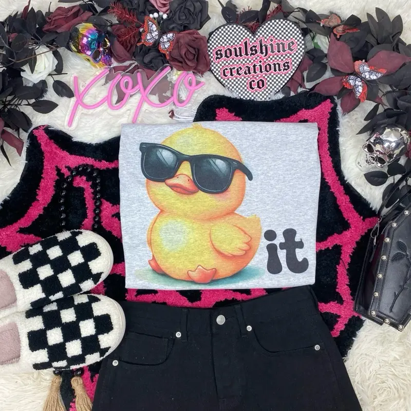 Duck it Graphic Tee Shirt- Funny Unisex T-shirt  Vintage Sublimation Printed