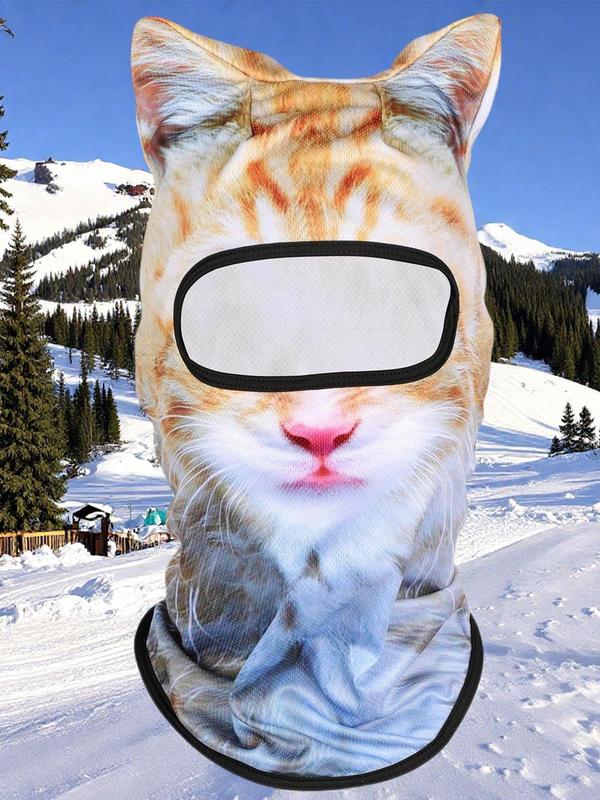 3D Cat Ski Mask Balaclava with Ears - Cat Shiesty Face Cover for Skiing, Music Festivals, Cycling, Halloween Parties