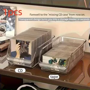 Transparent Pet CD Storage Box, Square Design for Cds, Vinyl Records, and Cassettes, Durable Desktop Organizer, Collectible Display Case