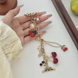 Stylish Women's Oversized Cherry Chain Metal Apple Watch Band, Smart Watch Strap, Smart Watch Accessories, Fits 38-49mm Iwatch Ultra and Series 1-10, Perfect Gift for Birthdays and Valentine's Day, Smartwatch Accessories