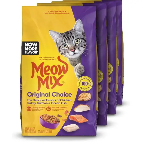 Original Recipe Dry Cat Food, Crunchy Kibble for Adult Cats, Balanced Nutrition with Essential Vitamins and Minerals, 18 oz Bag, Pack of 6