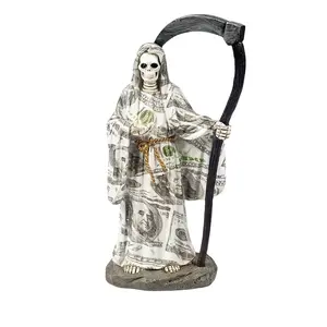 9.25 Inch Grim Reaper Statue, Saint Death Figure Holding Scythe, Home Decor, Halloween Decoration, Skeleton Sculpture