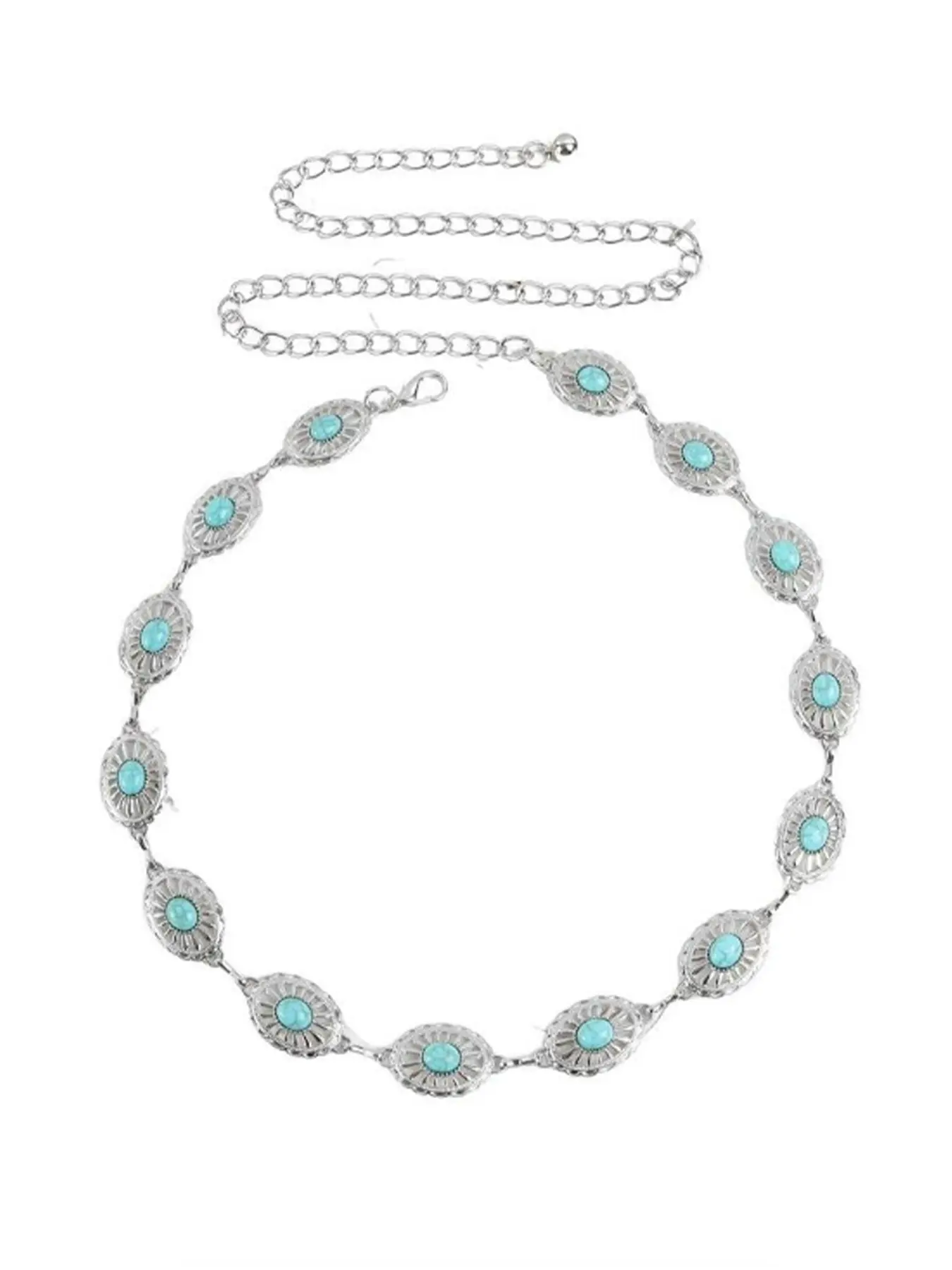 Women's Boho Turquoise Belt, Elegant Chain Waistband, Unique Halloween Costume Accessory, Fashionable Western Style Jewelry