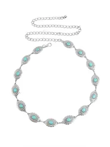 Women's Boho Turquoise Belt, Elegant Chain Waistband, Unique Halloween Costume Accessory, Fashionable Western Style Jewelry