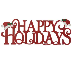 Glitzhome 24"L Metal "HAPPY HOLIDAYS" ChristmasWall Decor