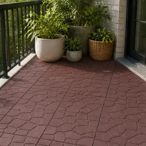 ARCH 12x12 Inch Brown Polypropylene Interlocking Patio Deck Tiles, DIY Snap-Together Outdoor Flooring, Weather-Resistant Drainage Pavers for Porch, Poolside, Balcony, Backyard, Garage, 44-Piece Box Covers 44 Sq Ft, Brown Color Options