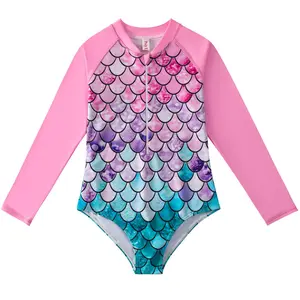 Children's one-piece swimsuit mermaid swimsuit children's one-piece swimsuit long-sleeve girls' hot spring fish scale girls' swimwear