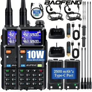 BAOFENG 5RM Radio 10W Long Range Upgraded Version UV-5R, Radio Handheld Radio UV-5RM Multi-Band BAOFENG Radio with 771 Antenna, 2500mAh Battery Rechargeable Adult Radio, 2 Pack Audio Walkie