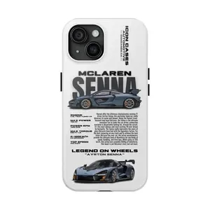 Mclaren Senna White Tough Phone Case Shockproof Heavy Duty Drop Protection Premium Luxury Race Car Design Protective Cover for iPhone 11 12 13 14 15 16 17 Pro Max Plus