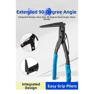 90° Angle Steel Angled Head Extended External Circlip Pliers with Ergo Grip, Universal Car Repair Tool for Deep Hole Snap Ring Removal
