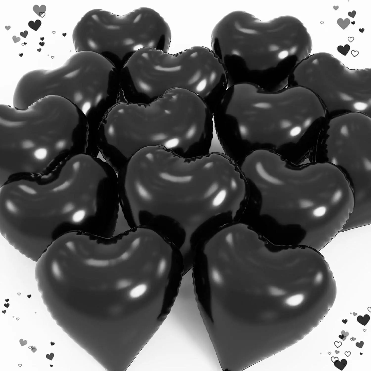 20Pcs Black Heart Balloons, 18 Inch Foil Heart Shape Love Mylar Balloons For Birthday Wedding Valentine’S Day Party Decorations (Black)