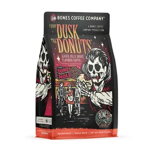 Bones Coffee Company From Dusk Till Donuts, Jelly Donut Flavor, Made with Arabica Coffee Beans, Medium Roast, Ground and Whole Coffee (12oz)