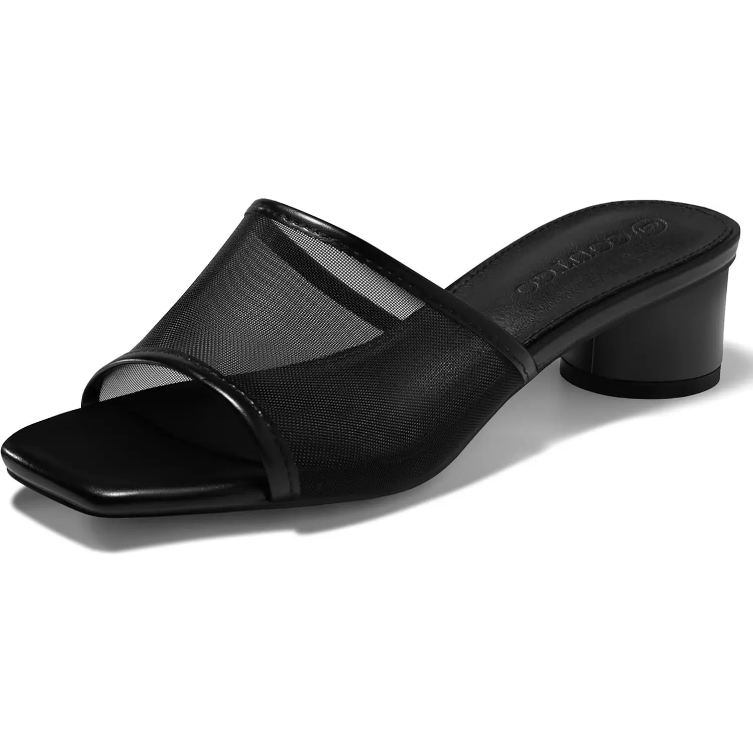 Coutgo Women's Slip On Heels, Breathable Mesh Mules with a Square Open-Toe and Comfortable Chunky Block Heel, Heels For Women, Comfortable Heels