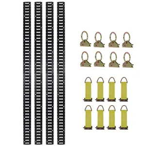 Hardware 8ft E Track Tie-Down Rail Kit,Indoor E Track 8' (4 Pack) for Garages, Vans, Trailers, Motorcycle Tie Downs, ATV Mountings, 8 x Steel O-Ring Anchors and 8 x Rope Tie Offs,Heavy Loads UP To 2,000lbs