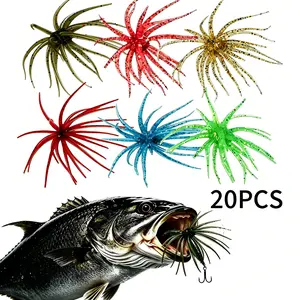 20PCS Floating Soft Plastic Fishing Lures, Realistic Sea Urchin Bait with Lifelike Details, Durable Freshwater Bass Lures