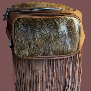 Trinity Ranch Belt Bag Crossbody Fanny with Fringe Detail and Genuine cowhide