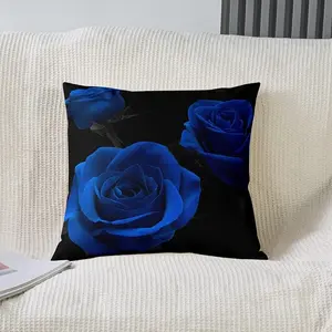 Feelyou Rose Floral Bouquet Square Throw Pillow Covers Set - Elegant Royal Blue Home Decorative Cushion Cases for Bedroom, Living Room