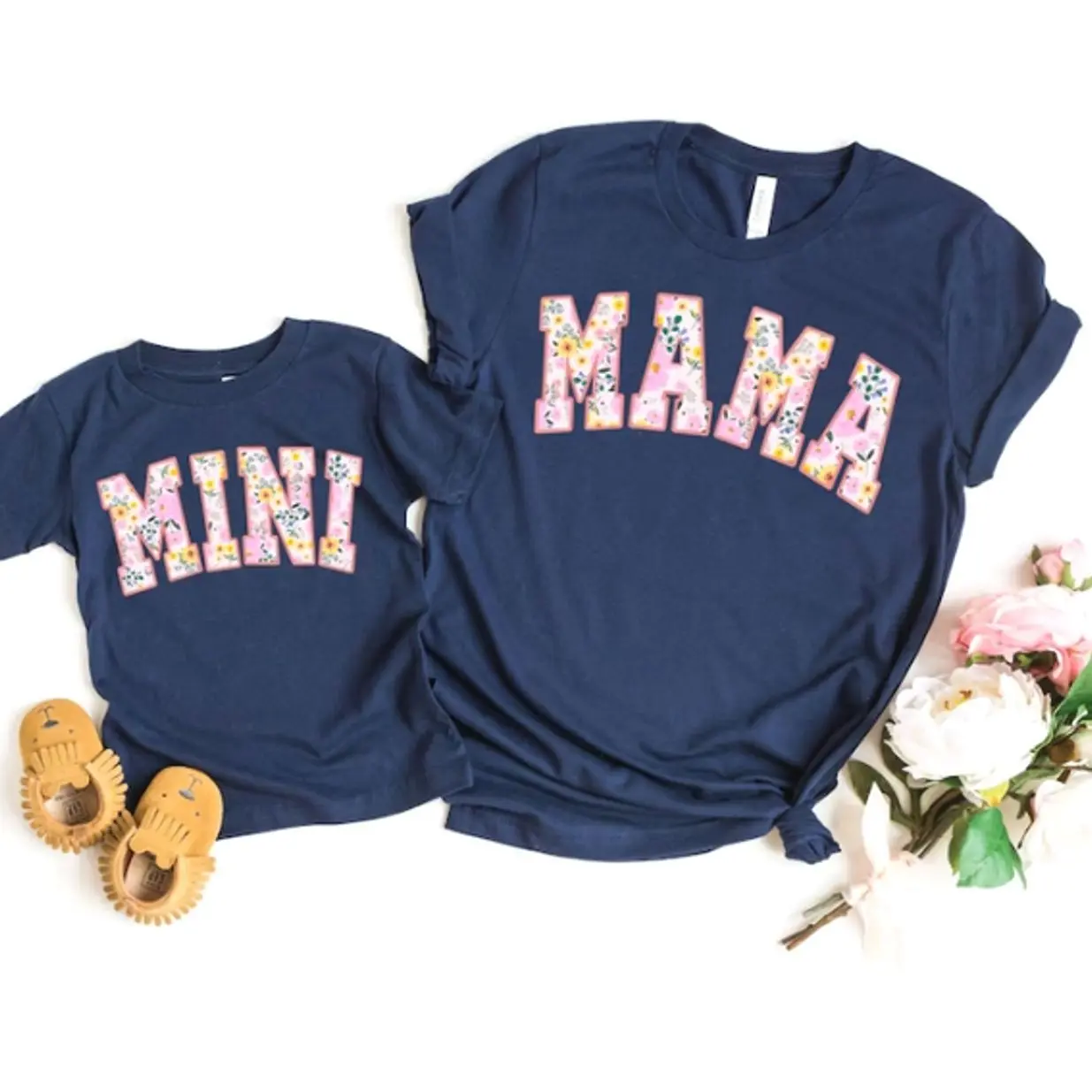 Mama Mini Floral Shirt, Matching Mother Daughter Outfit, Mama Mini Shirts, Mama Matching Set, Mommy and Me Outfits