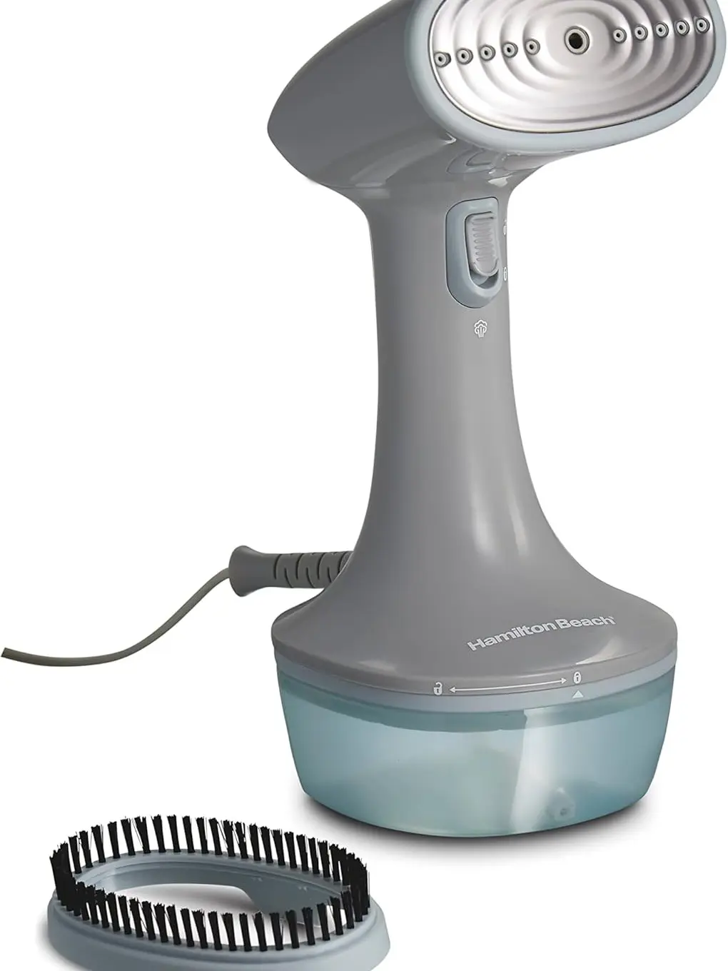 Hamilton Beach Handheld Travel Steamer for Clothes, Fabric and Drapes | Light and Handheld |Fast Heatup With 1200 Watts | 400ml Water Tank For 20 Minutes of Continuous Steam | Gray & Blue | 11557