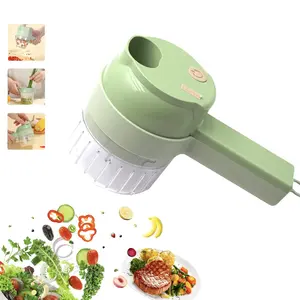 Multifunctional Portable Vegetable Processor, Electric 4-In-1 Chopper Set, Vegetable Slicer Dicer, Rechargeable, Ideal for Garlic, Peppers, Celery, Meat
