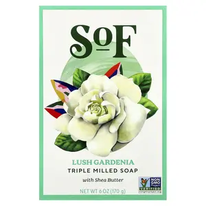 SoF Triple Milled Bar Soap with Shea Butter, Lush Gardenia, 6 oz (170 g)