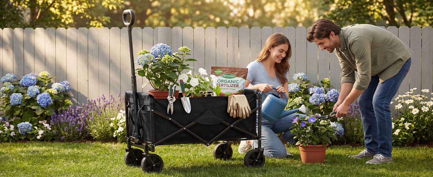 Sweetcrispy Folding Wagon 220 lbs Utility Cart Heavy Duty with Wheels Portable for Outdoor Camping Shopping