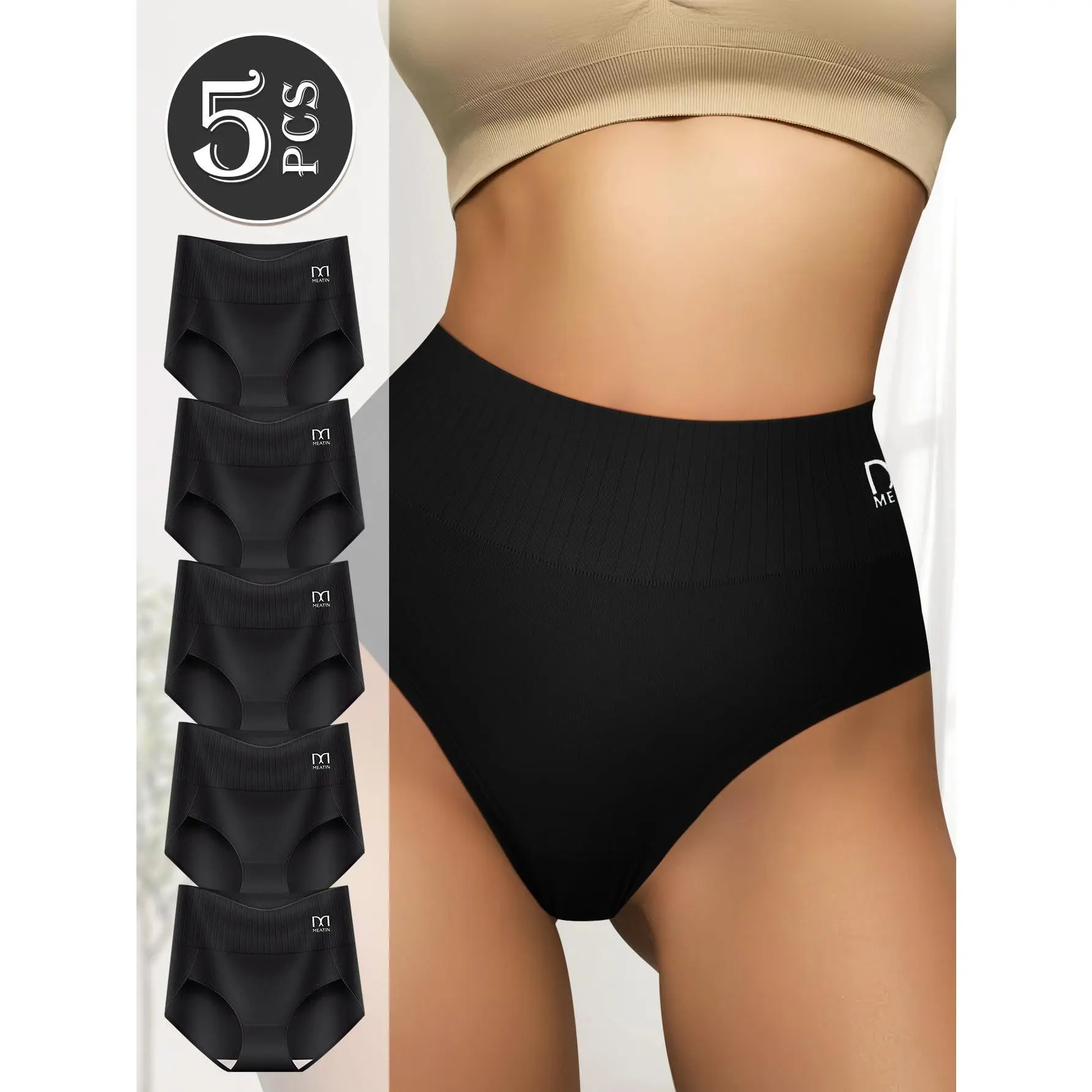QUASTI 5pcs Briefs For Women, Comfortable & Breathable Underwear, Simple & Elegant Style High Elasticity Compression Underwear Suitable For Girls' Back to School Gifts, Size S-XXL summerwins