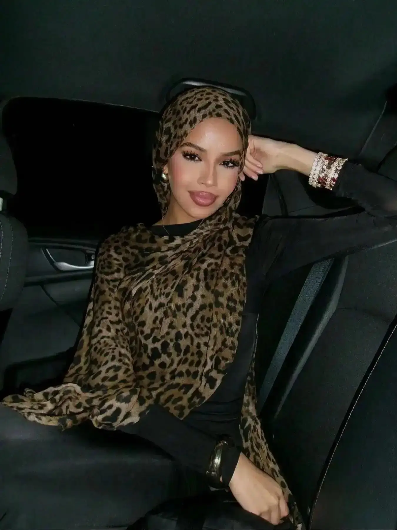 Women's Fashion Bohemian Leopard, and Marble Print Veil Hijab, Casual Streetwear for Daily Wear, Autumn Headscarf for Muslim Women Navy classic design everyday essential versatile style comfort wardrobe staple piece