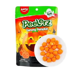 Amos Peelerz Gummy Pumpkin Orange Flavor 170g - Real Fruit Juice Chewy Candy for Halloween Parties, Natural & Tasty, Perfect for Festive Occasions