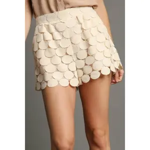 Umgee Full Size Polka Dot Lace Shorts Plus Size