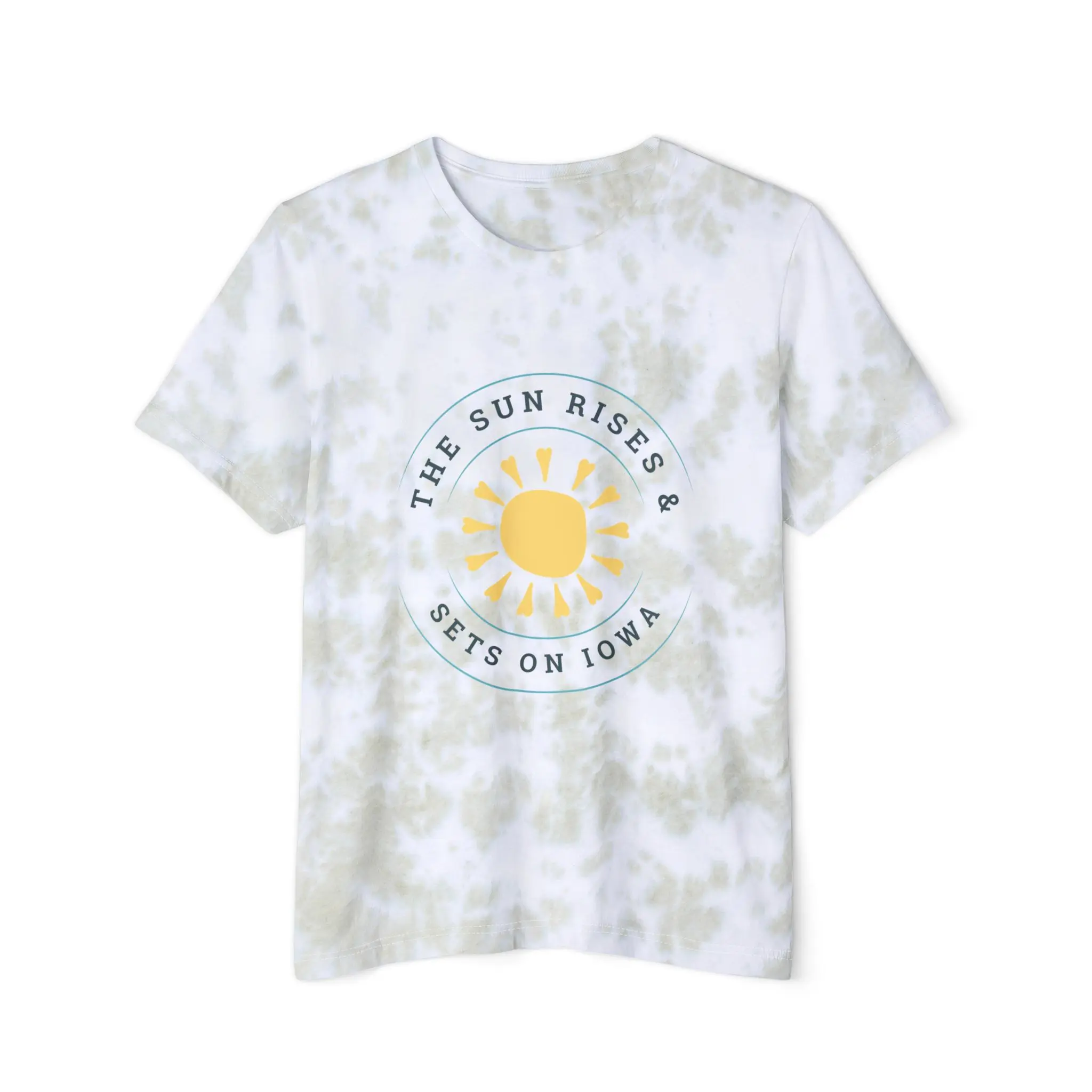 "The Sun Rises & Sets on Iowa" Unisex FWD Fashion Tie-Dyed T-Shirt