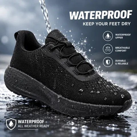 SHULOOK Non Slip Work Shoes for Men Slip Resistant Slip On Work Sneakers Restaurant Food Service Footwear Comfortable Mesh Walking Shoes