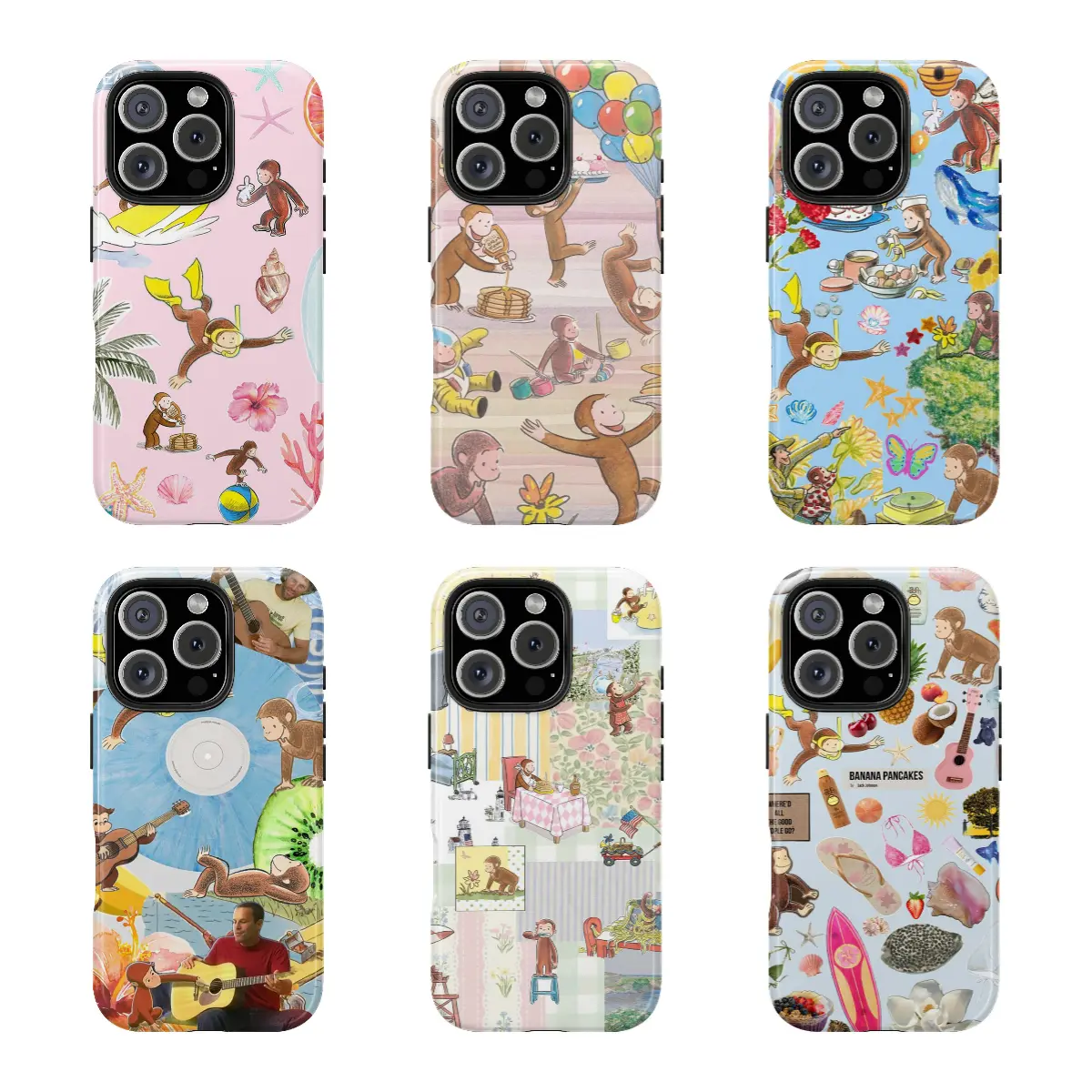 Colorful Curious George Phone Case - Childhood Favorite Cartoon |   Classic Children's Book Phone Cover for iPhone Cute Retro Monkey with Banana, Party -Durable, Shock Absorbing and Stylish Protection -Compatible with iPhone 17,16, 15, 14, 13, 12, 11, Plu
