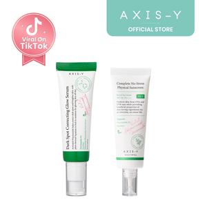 AXIS-Y Infinity Glow Set - Dark Spot Correcting Glow Serum + Complete No-Stress Physical Sunscreen Vegan Korean Skin Care Bundle