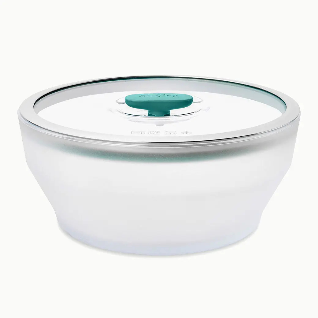Anyday  12-Cup Microwave Cookware and Glass Container with Glass Lid, Plastic-Free Shallow Food Storage | Stackable Airtight Steamer with Vented Lid for Microwave-Safe Reheating & Steaming Vegetables