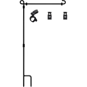 Garden Flag Stand, Premium Metal Powder-Coated Weather-Proof Paint with Tiger Clip and Two Spring Stoppers, One Flag Holder