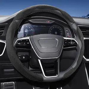 Alcantara Suede Steering Wheel Cover New Sporty Design Segmented Non-slip Quick install Ultra-thin Suitable For Q5/Q3/A4/A6/Q7/Q8/Q4/Q6/e-tron/A3/A5/A7/Q2 Black Brown Mocha brown Orange Red Green